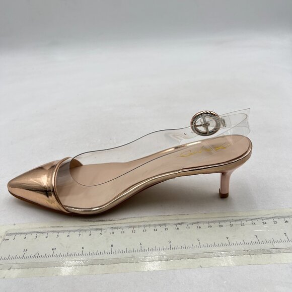 XYD Champagne Transparent Slingback Kitten Heels Pumps Pointed Toe PVC Sandals - Picture 3 of 9